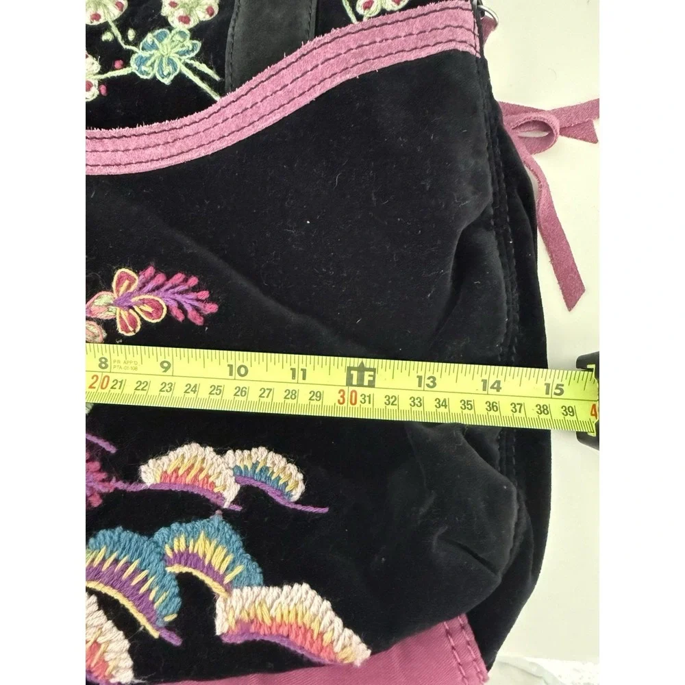 Y2k Lucky Brand Embroidered‎ Purse Velvet Suede Shoulder Bag Rare Floral